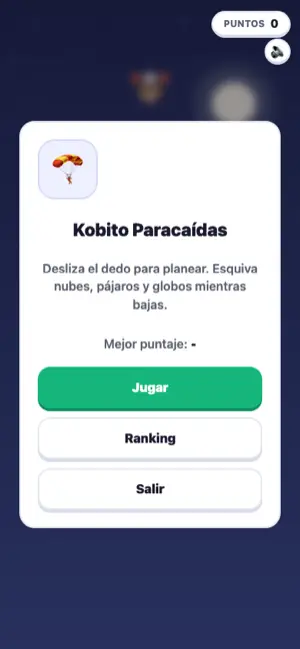 Pantalla del juego Paracaídas