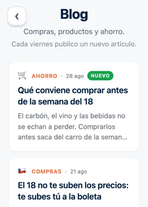 Pantalla de la miniapp Blog