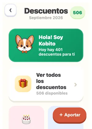 Pantalla de la miniapp Descuentos